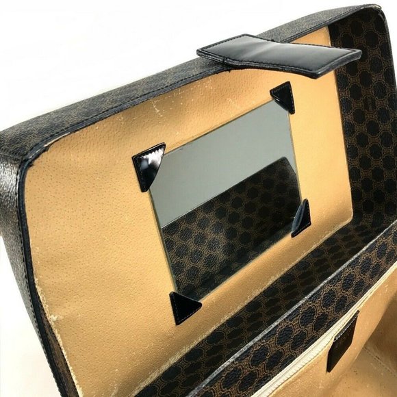 Authentic CELINE Logo Carriage Hardware Macadam Hand Bag Makeup box Vanity bag - Picture 4 of 8